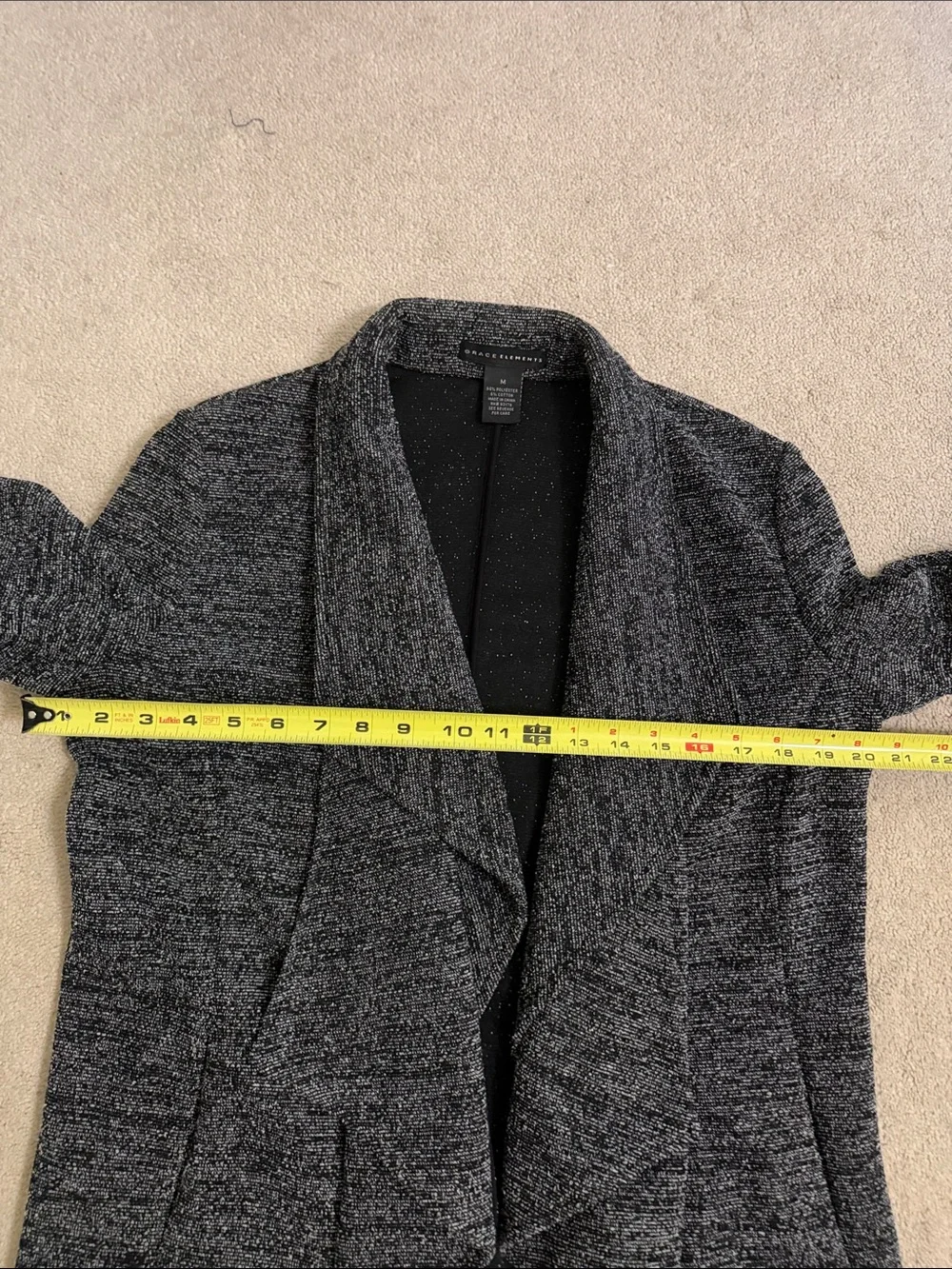 Women's Black Heather Open-Front Knit Jacket